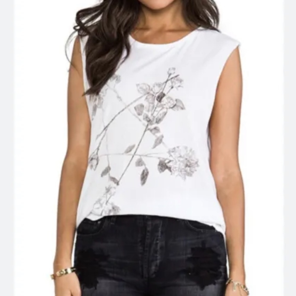Ksubi Women’s Floral Muscle tank tee in white size XS Nwt